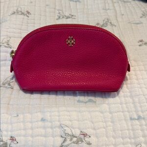 Tory Burch Hot Pink Leather Cosmetic Case